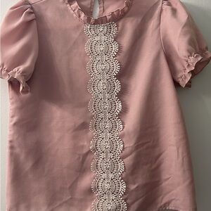 Pink Lace Trim Shirt